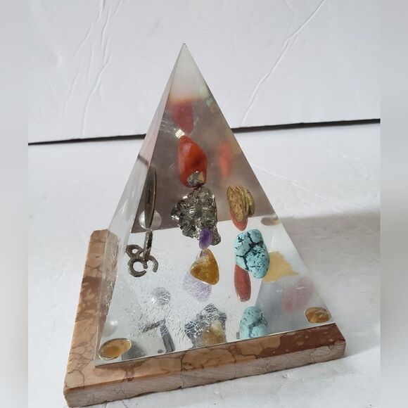 Glass Pyramid w/Gems  - Picture 3 of 11